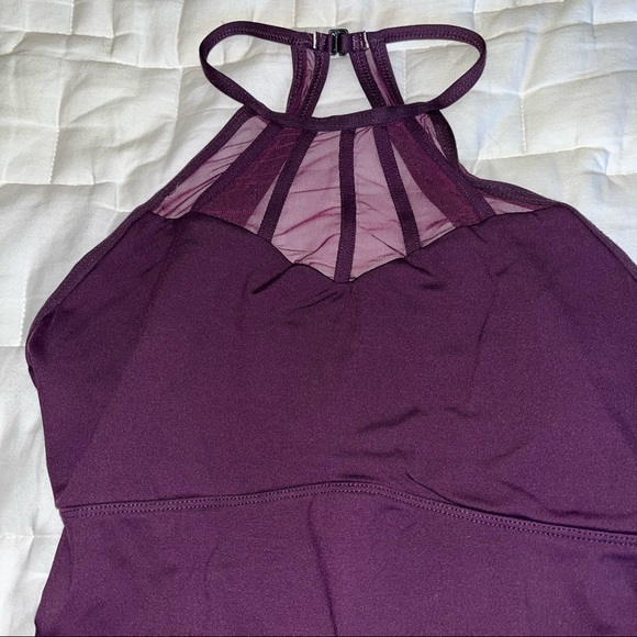 Natalie Eggplant Leotard with Mesh Details - Picture 3 of 6